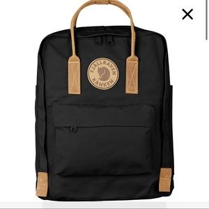 Fjallraven Kanken Black Leather Handles Backpack